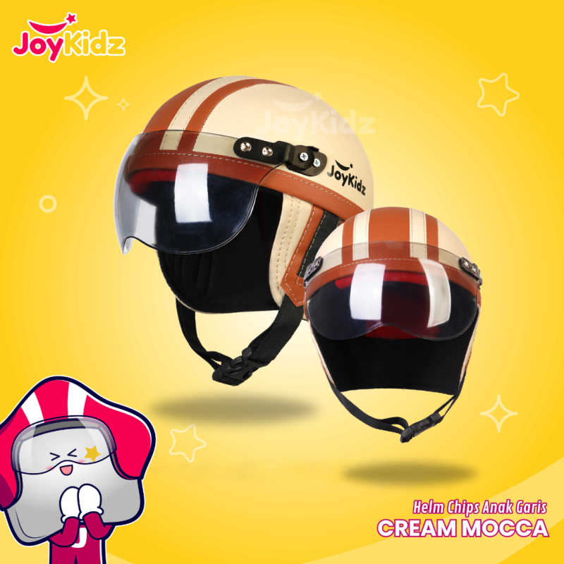 Helm Anak Polos Cream Mocca Garis Usia 1-5 Tahun Helm Anak Polos Cream Mocca Garis Usia 1-5 Tahun